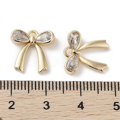 Brass Micro Pave Clear Cubic Zirconia Charms X-KK-G491-29G-1
