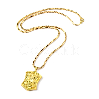 Alloy Pendant Necklace with Box Chains NJEW-G107-01G-1