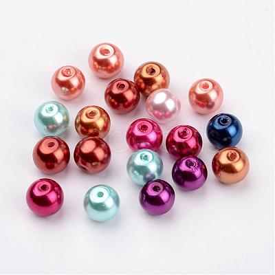 Mixed Glass Pearl Round Beads X-HYC003-1