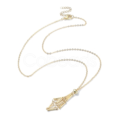 2Pcs 2 Color Brass Bar Link Chains Macrame Pouch Empty Stone Holder for Pendant Necklaces Making NJEW-JN04466-02-1