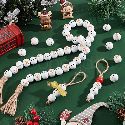 80Pcs 2 Styles Spray Painted Natural Wood European Beads WOOD-PH0002-72A-1