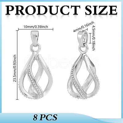 8Pcs Brass Bead Cage Pendants KK-GA0002-49-1