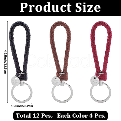 12Pcs 3 Colors PU Leather Knitting Keychains KEYC-CL0001-20A-1