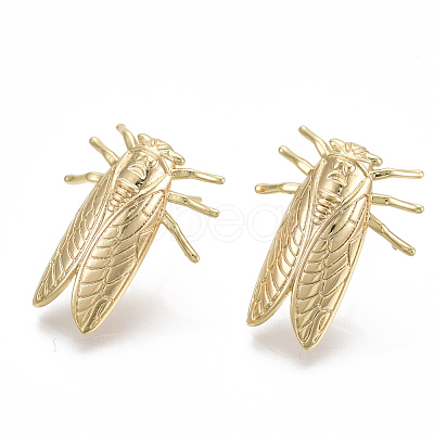 Brass Earring Findings KK-S356-052G-NF-1