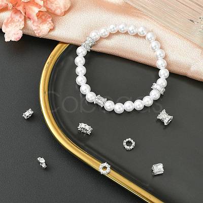 10Pcs 5 Styles Brass Micro Pave Cubic Zirconia Beads KK-CJ0004-20-1