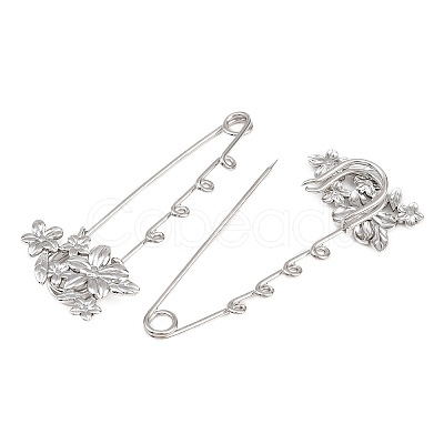 Flower 304 Stainless Steel Safety Pins Brooch Findings SA-CBA098D-14A-P04-1