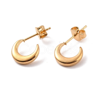 PVD Vacuum Plating 304 Stainless Steel Crescent Moon Stud Earrings for Women EJEW-F280-05A-G-1