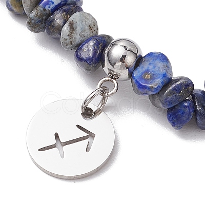 Natural Lapis Lazuli Chip Beaded Stretch Bracelets BJEW-JB11133-11-1