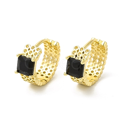 Glass Square Hoop Earrings EJEW-E270-01G-1