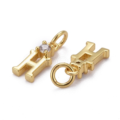 Brass Micro Pave Clear Cubic Zirconia Pendants ZIRC-Z011-35H-1