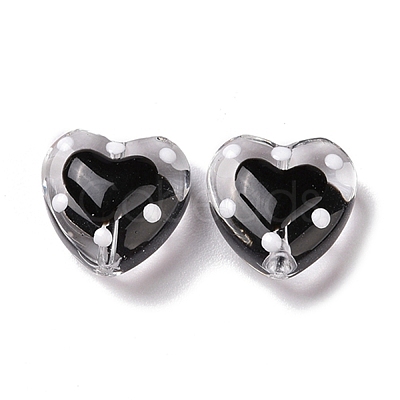 Glass Heart Beads GLAA-D005-01F-1