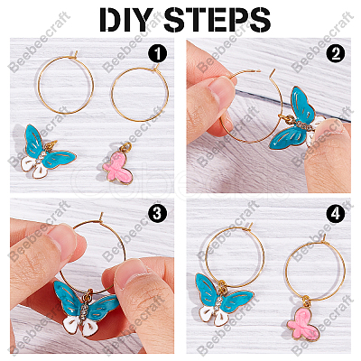 40Pcs 4 Style Brass Hoop Earrings Findings KK-BBC0002-41-1