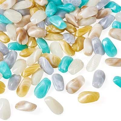 100Pcs 5 Colors Opaque Acrylic Beads OACR-TA0004-98-1