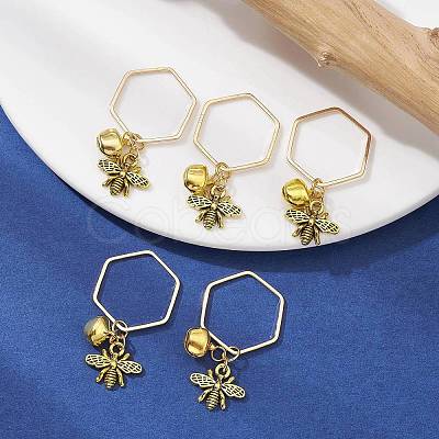 Alloy Bees and Iron Bell Pendant Decoration HJEW-JM01307-01-1