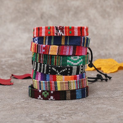 8Pcs Bohemian Style Cotton Cord Knitting Braided Anklet Sets FS-WGF0344-04-1