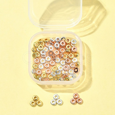 3 Colors Brass Flat Round Spacer Beads KK-FS0001-36-1