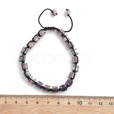 Adjustable Natural Amethyst and Non-magnetic Synthetic Hematite Braided Bead Bracelets BJEW-Z090-01H-1