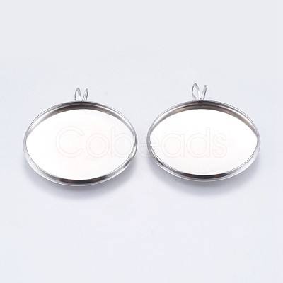 Tarnish Resistant 304 Stainless Steel Pendant Cabochon Settings STAS-I097-059-25M-1