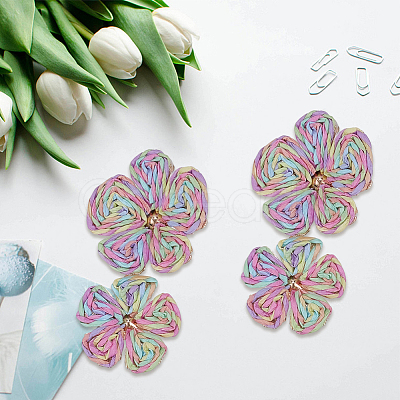 1 Pair Alloy Raffia Grass Stud Earrings EJEW-SP0001-19B-1