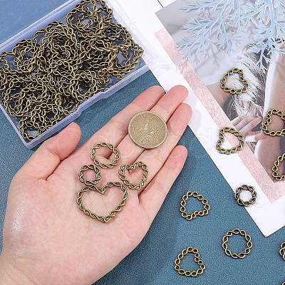 80Pcs 4 Style Zinc Alloy Twist Linking Rings FIND-AR0001-47-1