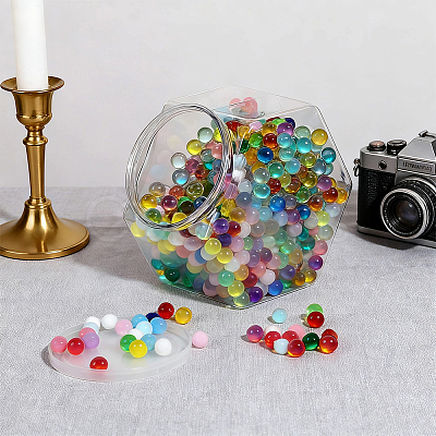 Hexagon Plastic Screw Top Bead Jars with White Lid CON-WH20029-001A-1