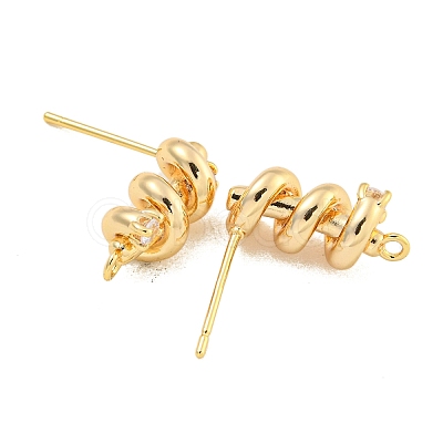 Brass Micro Pave Cubic Zirconia Stud Earring Findings KK-U015-01G-1
