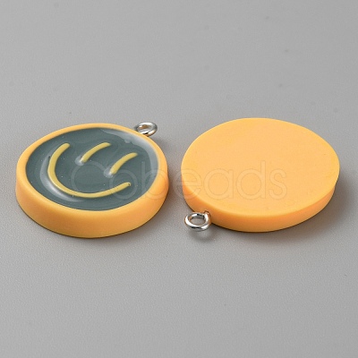 Opaque Resin Enamel Pendants RESI-WH0036-20H-1