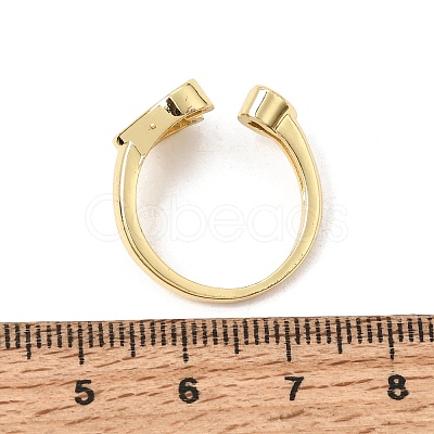 Brass Micro Pave Cubic Zirconia Open Cuff Rings CU-CBA4898-08G-02-1