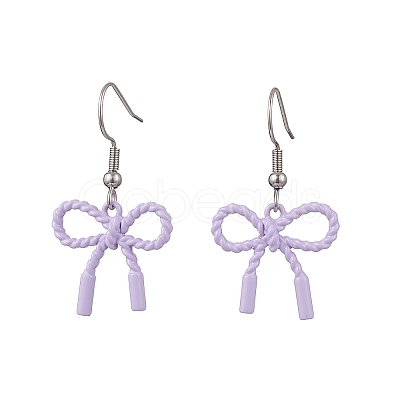 5 Pairs 304 Stainless Steel & Spray Plating Alloy Bowknot Dangle Earrings EJEW-JE06639-1