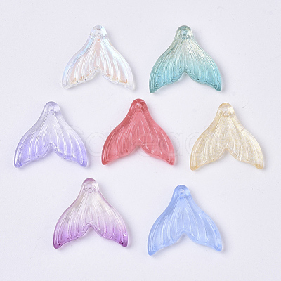 Transparent Spray Painted  Glass Pendants X-GLAA-S190-009A-1
