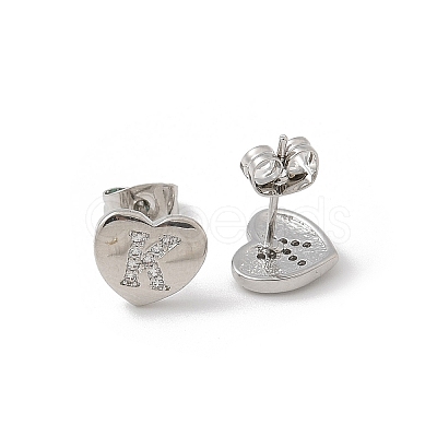 Rack Plating Brass Micro Pave Clear Cubic Zirconia Stud Earrings EJEW-K299-01P-K-1