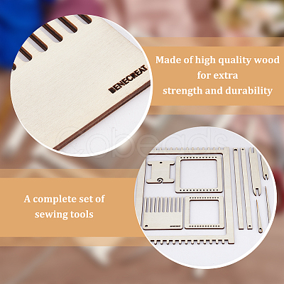 Wood Knitting Loom Kit TOOL-WH0155-76A-1