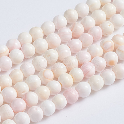 Natural Pink Shell Beads Strands SSHEL-L016-18A-1