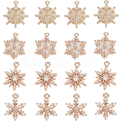 16Pcs 4 Style Brass Micro Pave Cubic Zirconia Charm FIND-SC0004-62-1