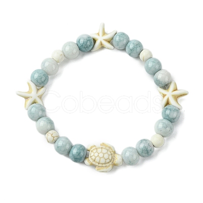 Synthetic Turquoise Beaded Stretch Bracelets for Women BJEW-TA00574-02-1