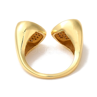 Rack Plating Brass Micro Pave Clear Cubic Zirconia Cuff Rings for Women RJEW-G325-13E-G-1