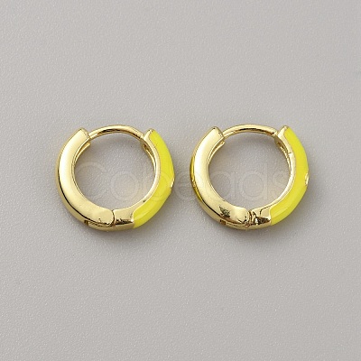 Enamel Hoop Earrings with Clear Cubic Zirconia EJEW-WH0004-39F-1
