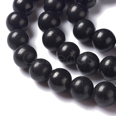 Natural Shungite Beads Strands G-H237-8mm-1