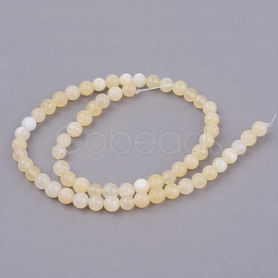 Natural Yellow Jade Beads Strands X-G-Q462-6mm-36-1