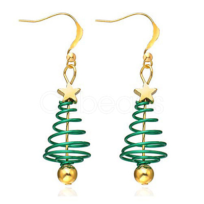 Christmas Theme Alloy Plastic Dangle Earrings FS-WG6FBD6-05-1