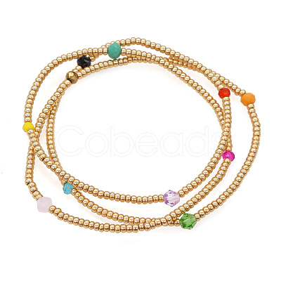 3Pcs 3 Styles Bohemian Glass Seed Beads Stretch Bracelet for Women LN2670-1-1