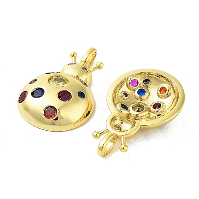 Rack Plating Brass Micro Pave Cubic Zirconia Pendants KK-A205-01G-02-1
