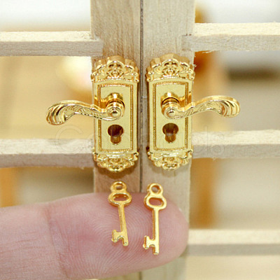 8 Sets 6 Styles Miniature Alloy Door Lock & Key AJEW-GO0001-73-1