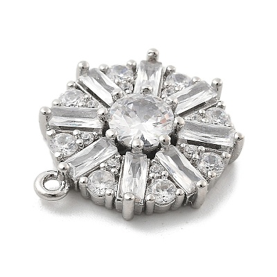 Brass Micro Pave Clear Cubic Zirconia Pendants KK-L228-10P-1