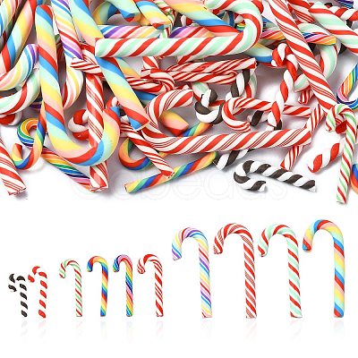 60Pcs 10 Styles Christmas Theme Polymer Clay Artificial Candy Cane FIND-CJ0002-89-1