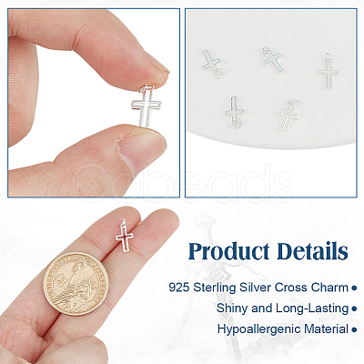 6Pcs Hollow 925 Sterling Silver Cross Charms STER-DR0001-32-1