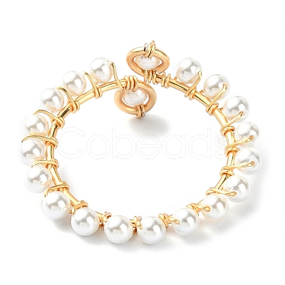 Shell Pearl Open Cuff Ring RJEW-TA00102-1