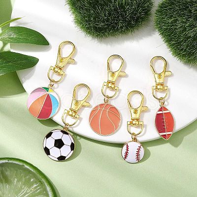Sports Ball Alloy Enamel Pendant Decoration HJEW-JM02006-1