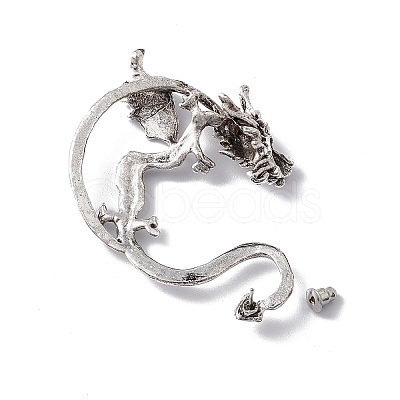 Alloy Dragon Stud Earrings EJEW-C046-03AS-1