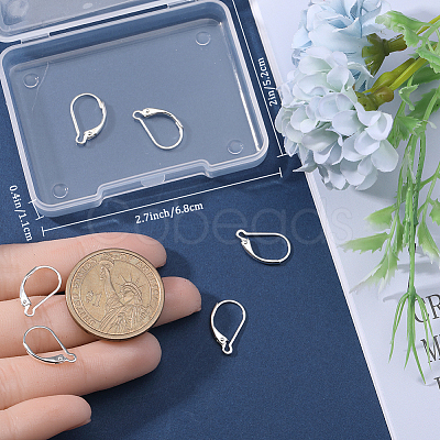 4 Pairs 925 Sterling Silver Leverback Earring Findings STER-BBC0001-85-1